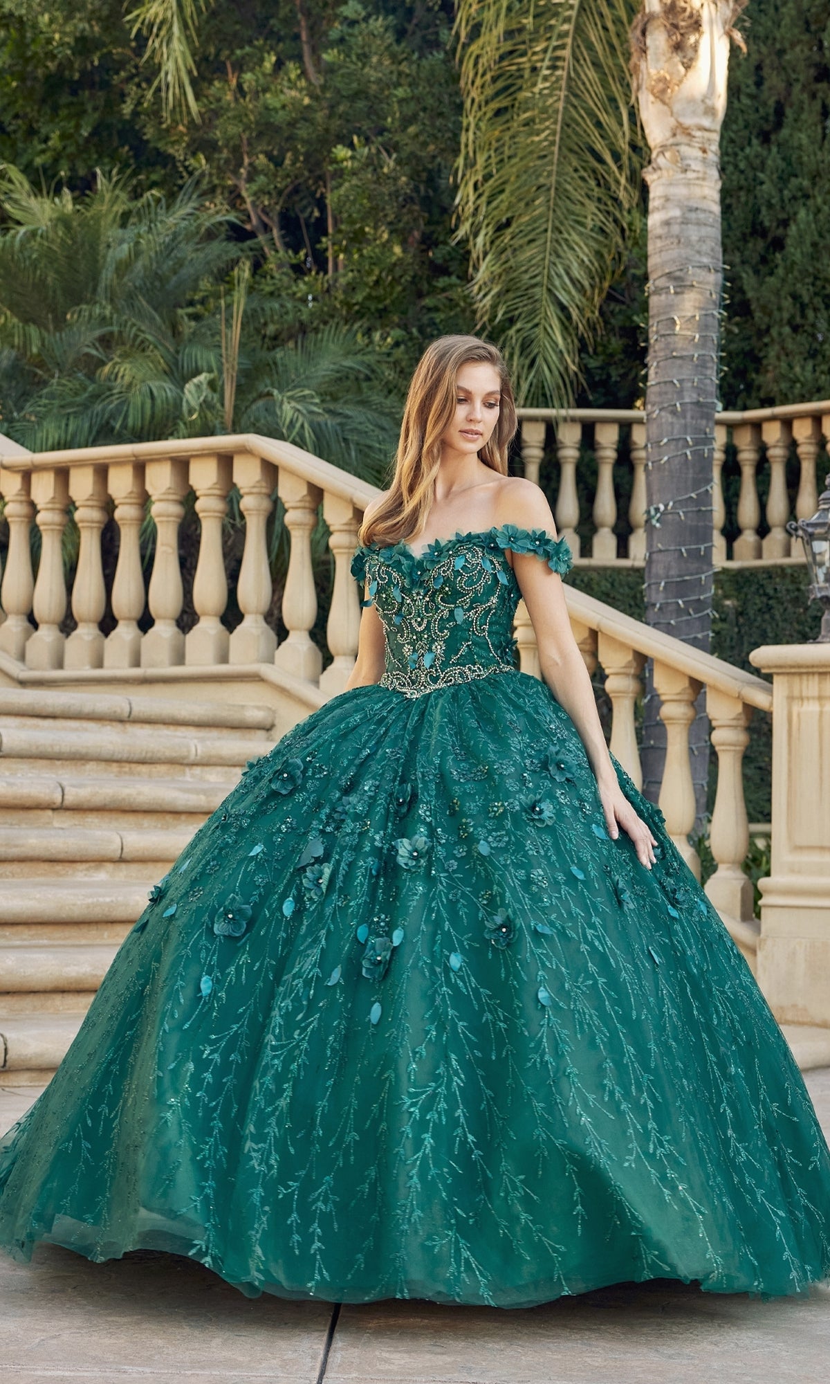 Juliet Glitter Emerald Green Quince Dress 1443