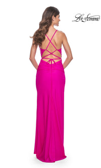 La Femme Strappy-Back Long Jersey Prom Dress 32152