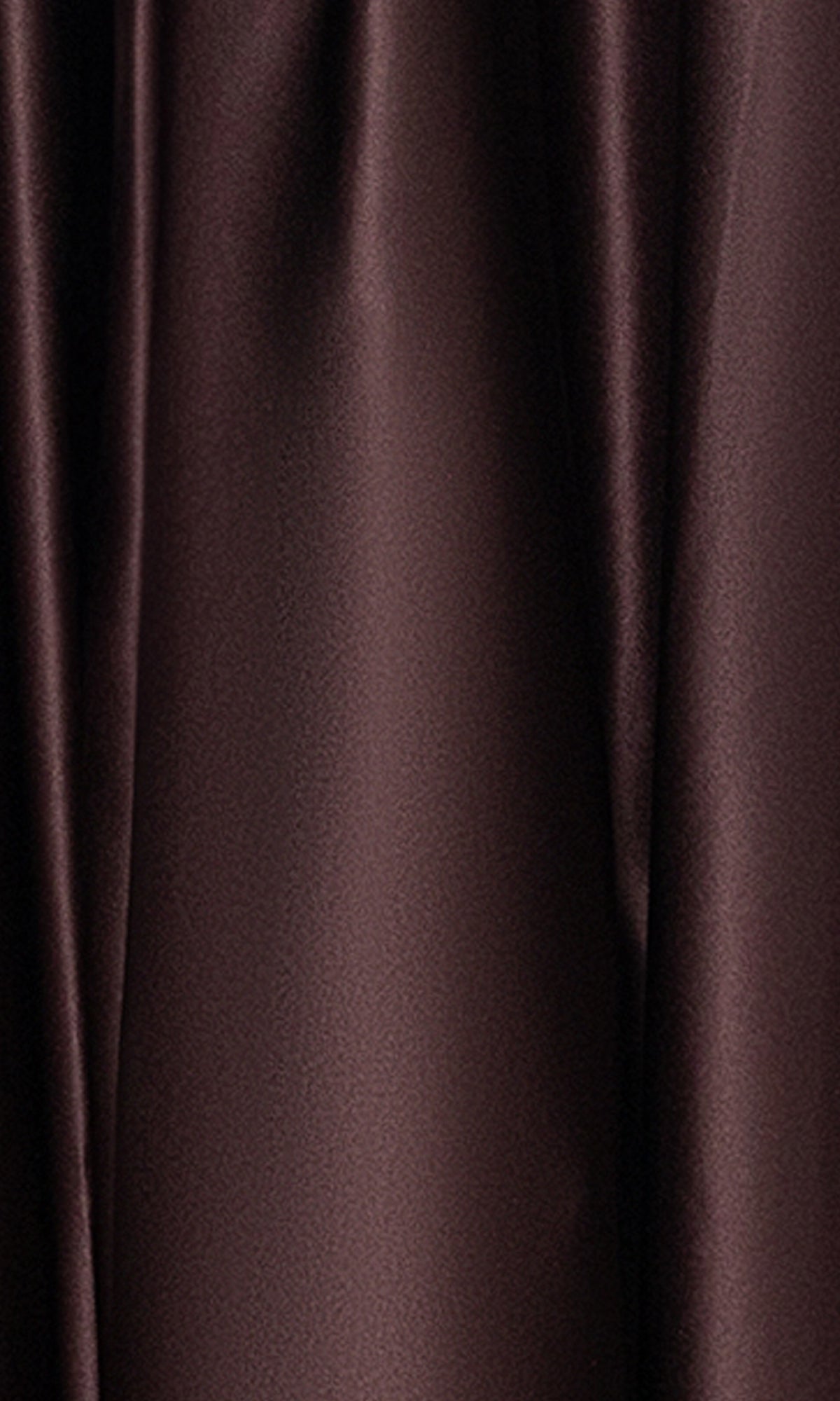 The Long A-Line Prom Dress: Blondie Nites 3946BN features dark brown satin fabric with vertical folds, a smooth texture, and subtle sheen—ideal for an elegant evening gown with a corset-style waist.