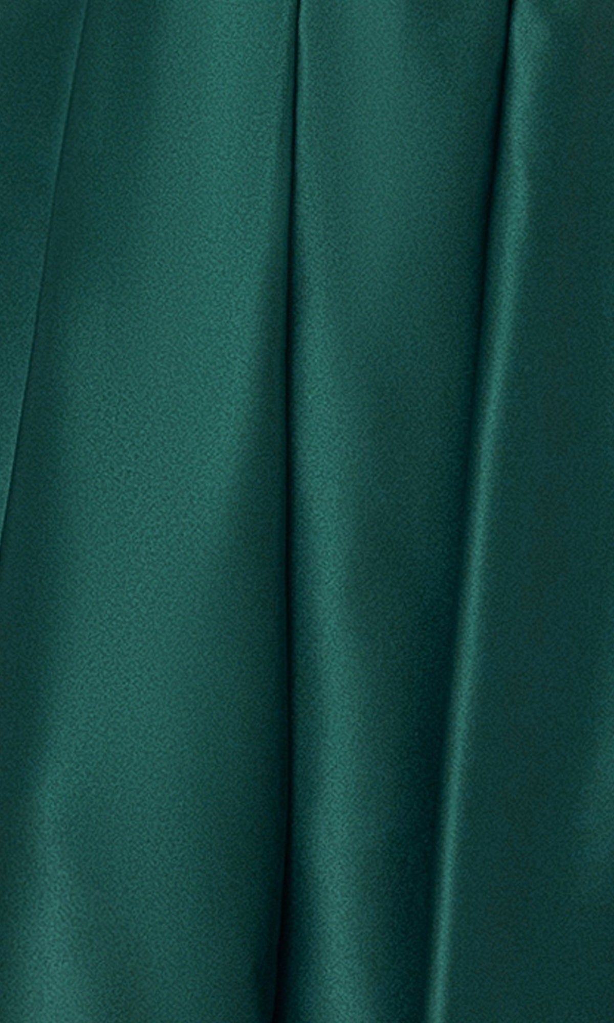 Close-up of the Short Satin A-Line Homecoming Dress 4200BN in emerald green, showcasing its smooth, shiny satin fabric with gentle folds.