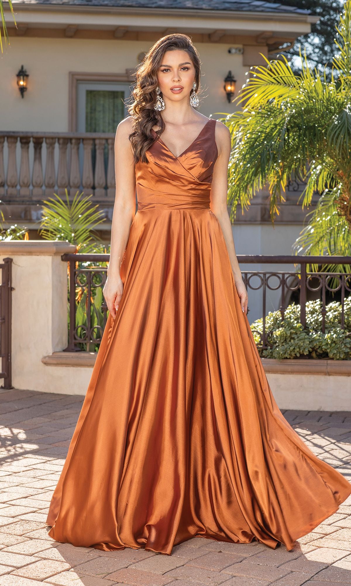 Wrap-Bodice Long A-Line Prom Dress with Corset