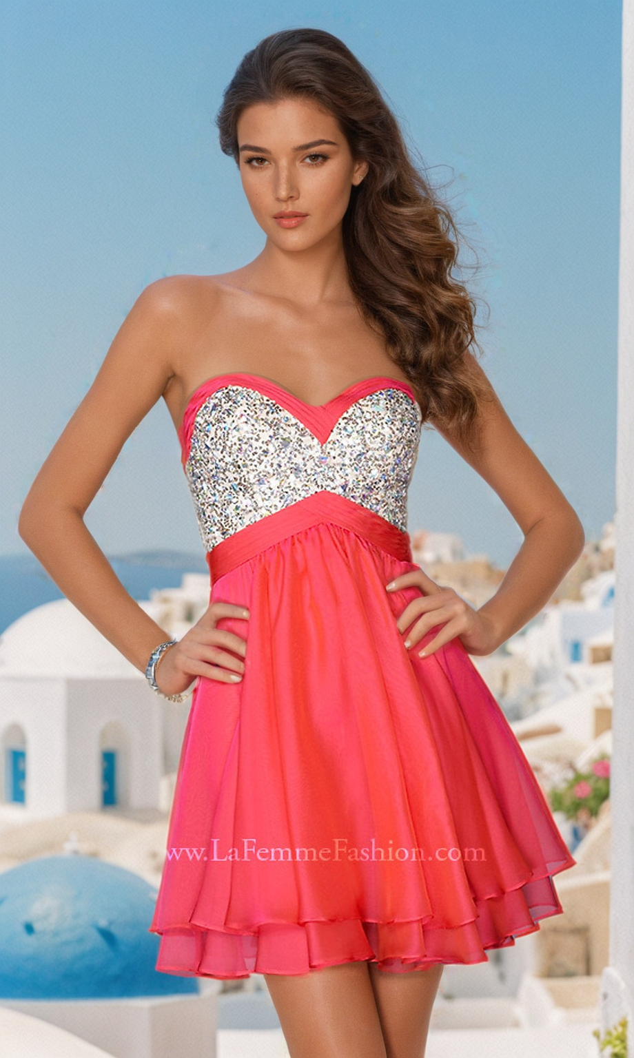 Strapless Short Tiered Party Dress by La Femme