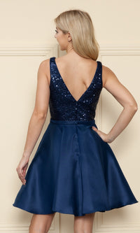 A-Line Short Homecoming Dress with Pockets - 8954
