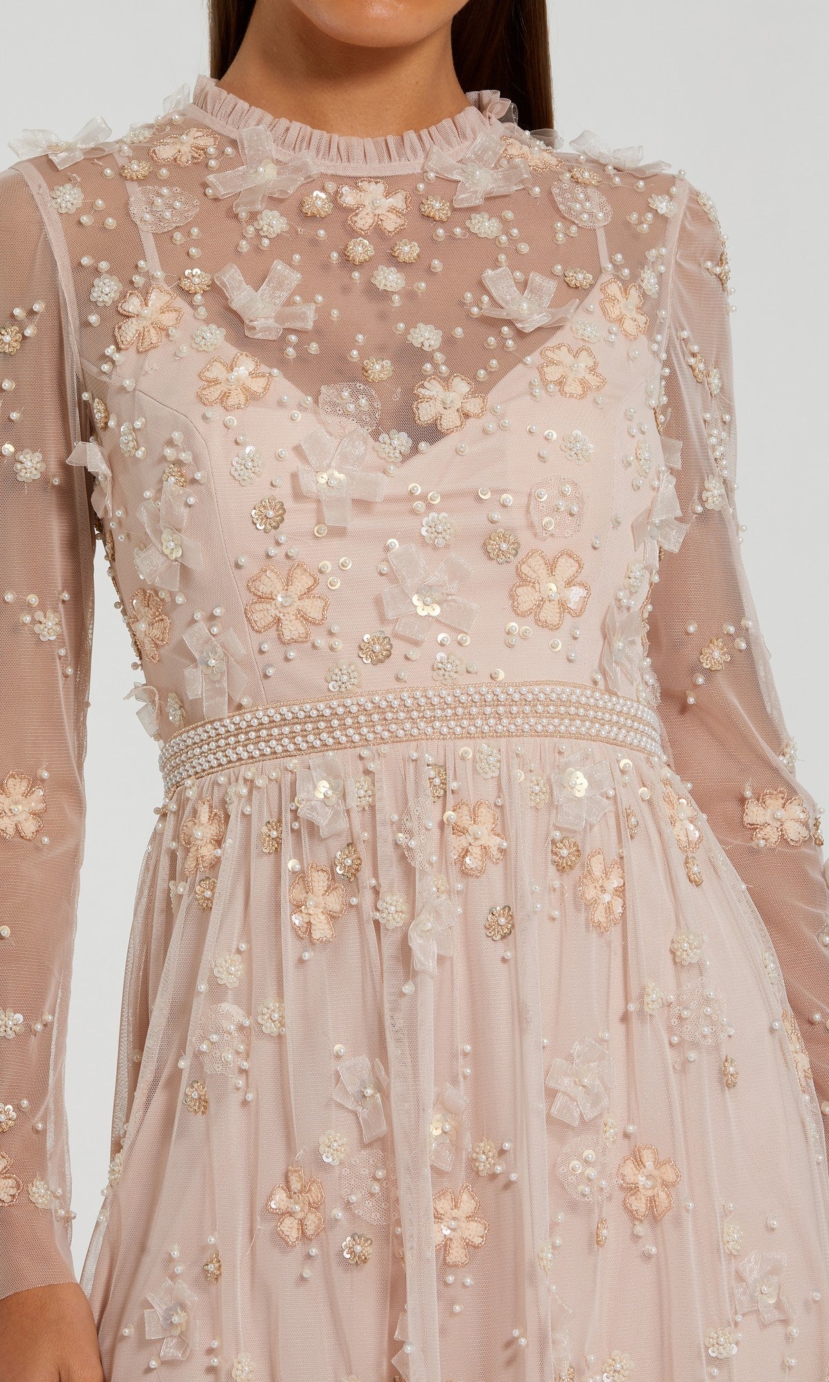 A close-up of the Mac Duggal 9140, a short black wedding guest dress—elegant and unique for any special occasion.