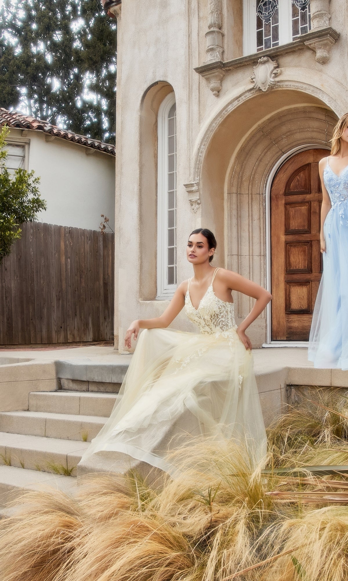 Floral-Embroidered Long A-Line Prom Gown A1191