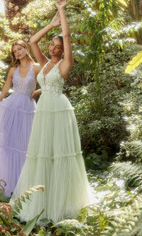 Lace-Halter Long A-Line Prom Dress A1206