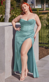 Plus-Size Long Glitter Prom Dress CD254C
