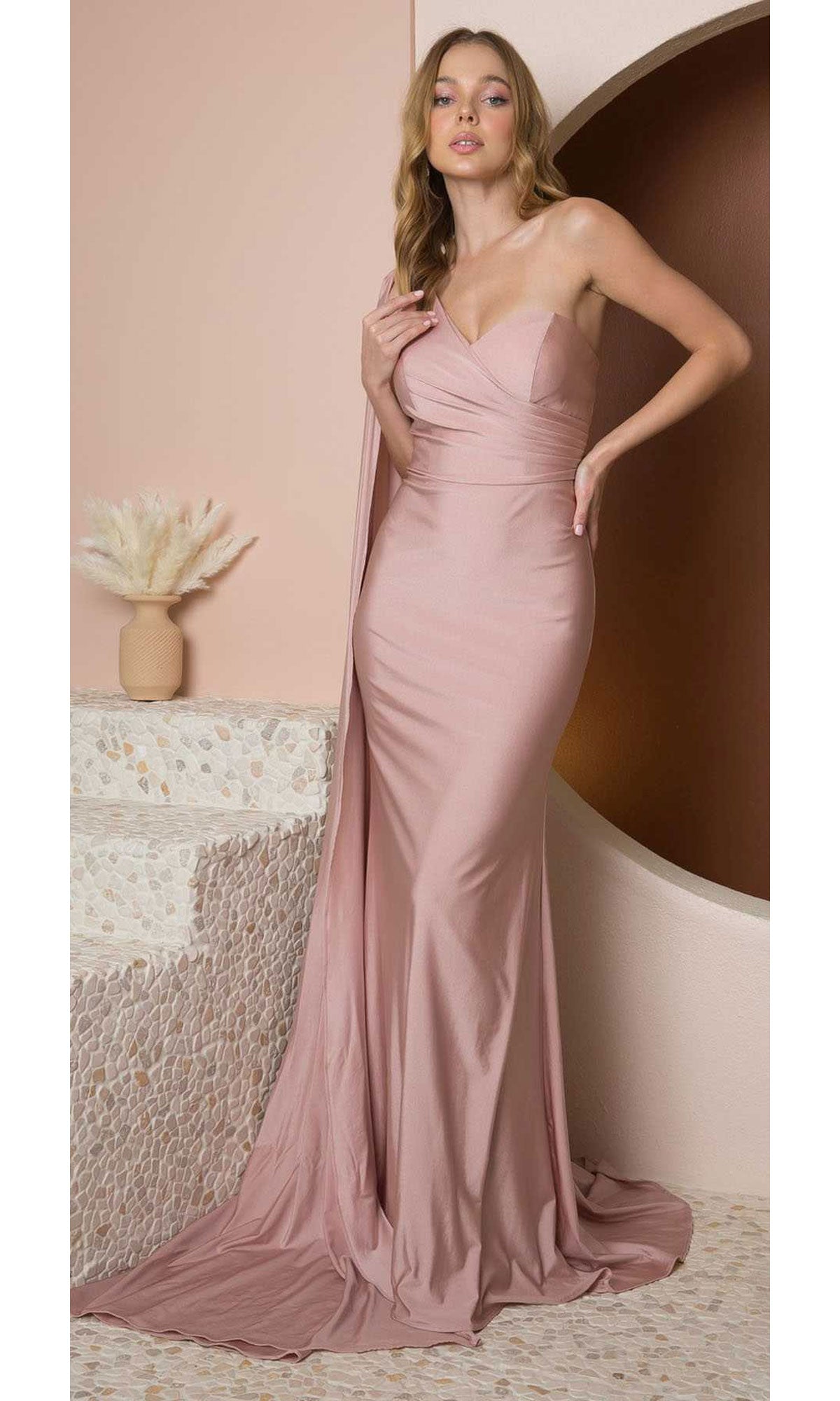 One Shoulder Long Prom Dress: Nox Anabel NA-21-E475