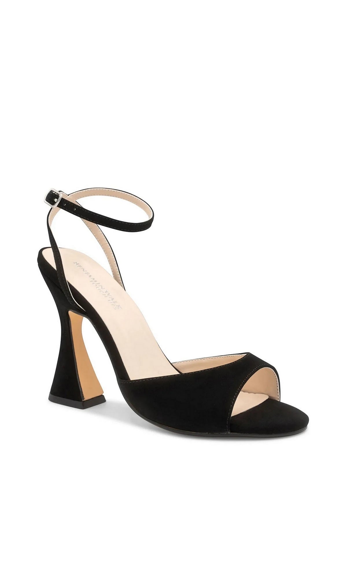 Quinn Black Prom Shoes: Touch Ups 4701 are black open-toe heels with an ankle strap and a flared block heel.