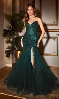 Strapless Beaded Long Mermaid Prom Dress CD0214
