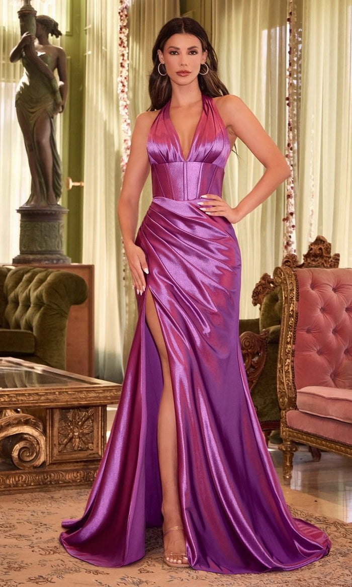Corset-Waist Long Halter Prom Dress CH048