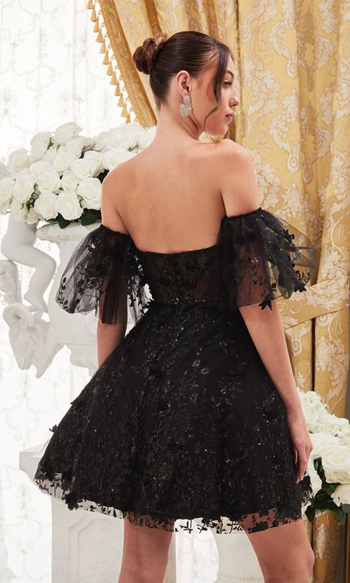 Puff-Sleeve Short Strapless Homecoming Dress CLKV1089