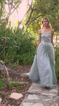 Strapless Sage Green Long Prom Ball Gown A1015