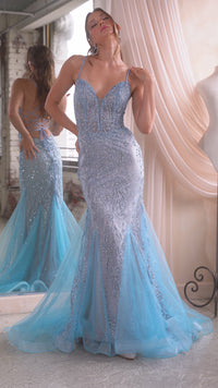 Low V-Neck Long Glitter Mermaid Prom Dress CC2253