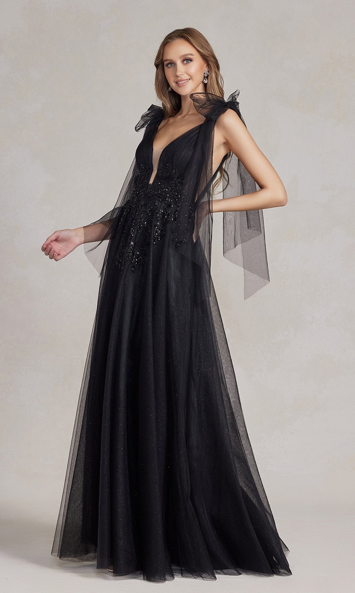 Gothic-Style Long Black Prom Dress