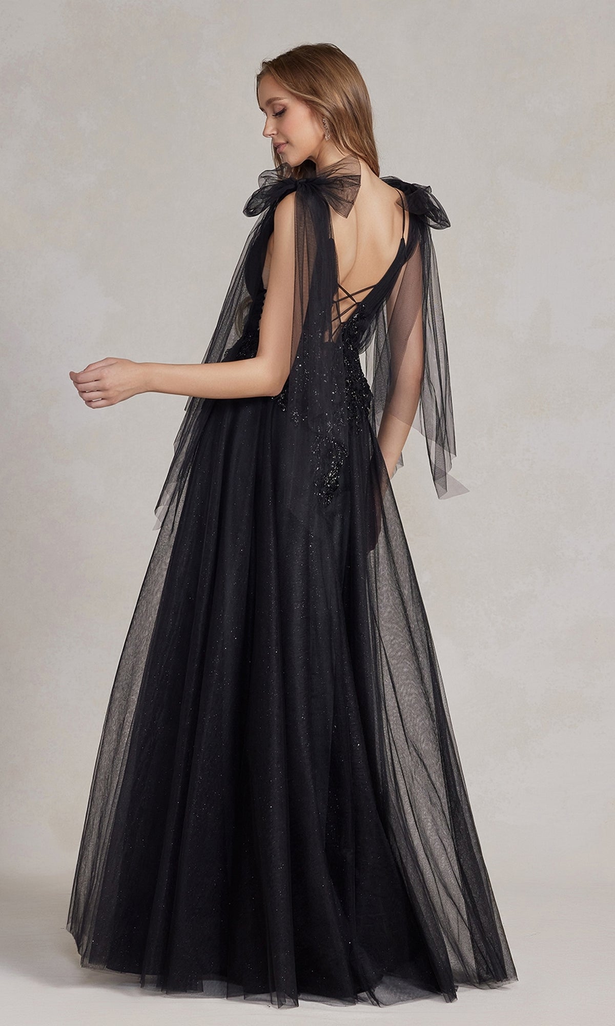 Gothic-Style Long Black Prom Dress