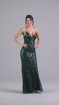 Backless PromGirl Long Prom Dress in Sequin Tulle