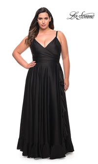 La Femme-Long Plus-Size La Femme Prom Dress with Ruffle Hem