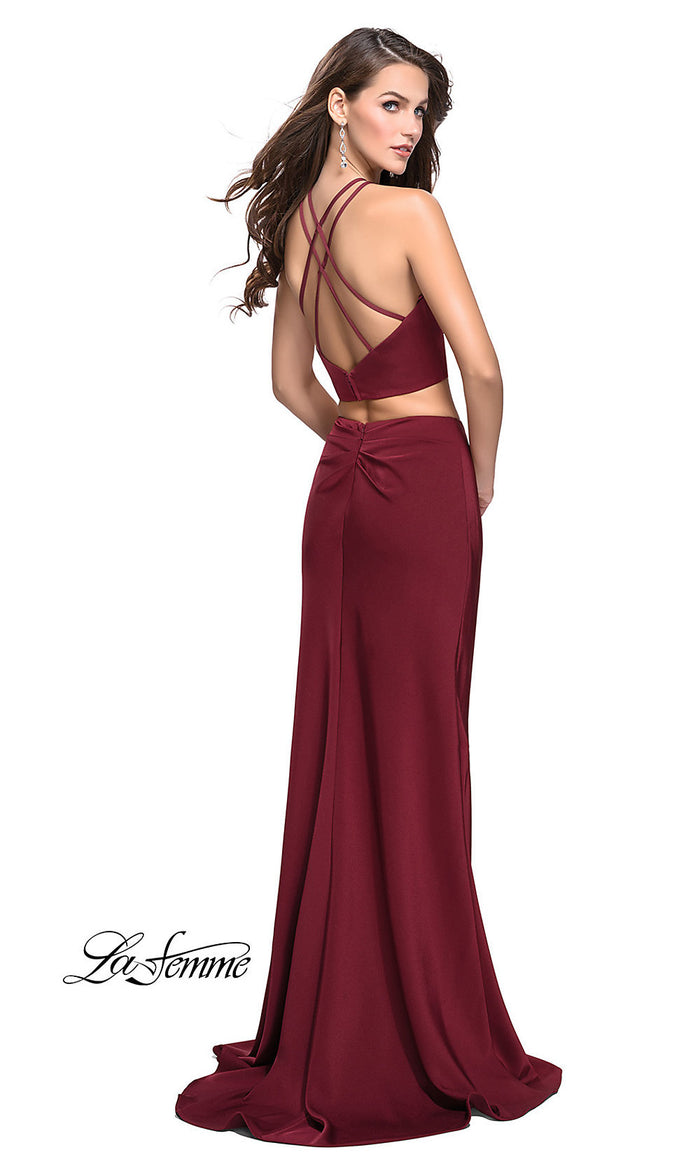 Long Two-Piece Prom Dress with Ruching