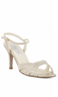 Open Toe Gold Prom Shoes with 2 5/8in Heel 4185