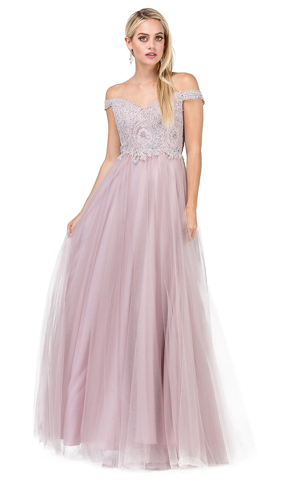 Dancing Queen-Off-Shoulder Sweetheart Formal Dress with Beading