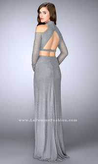 La Femme-Long Open Back Two Piece Beaded Prom Dress