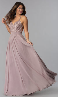 Dancing Queen-Long Burgundy Red Prom Dress with Embroidered Bodice