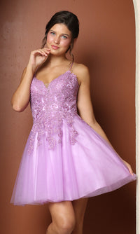 Narianna-Short Corset-Back Baby Doll Cute Homecoming Dress