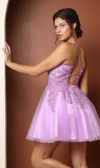 Narianna-Short Corset-Back Baby Doll Cute Homecoming Dress
