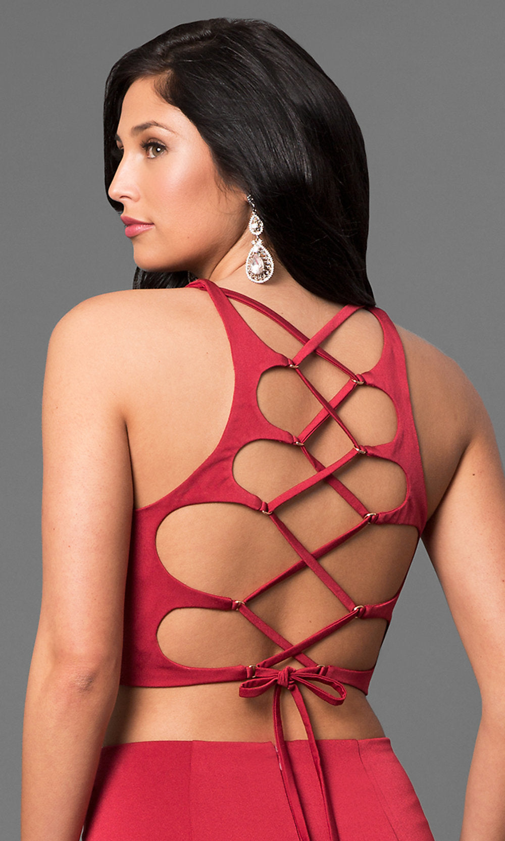 La Femme-Two Piece La Femme Prom Dress with an Open Back