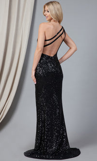 Strappy One-Shoulder Long Sequin Formal Dress 5041
