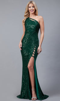 Strappy One-Shoulder Long Sequin Formal Dress 5041