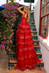 Off-the-Shoulder Layered Long Ball Gown TM1012