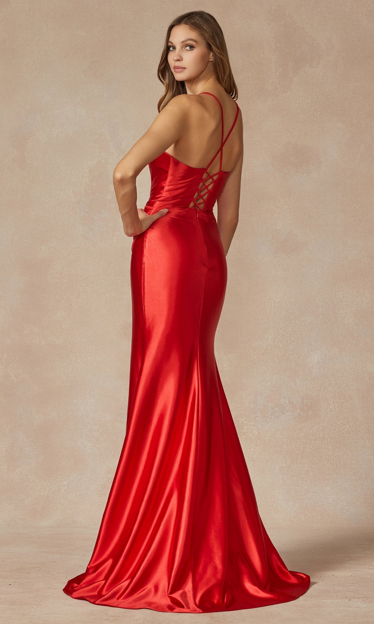 Plunging V-Neck Long Jersey Prom Dress 299
