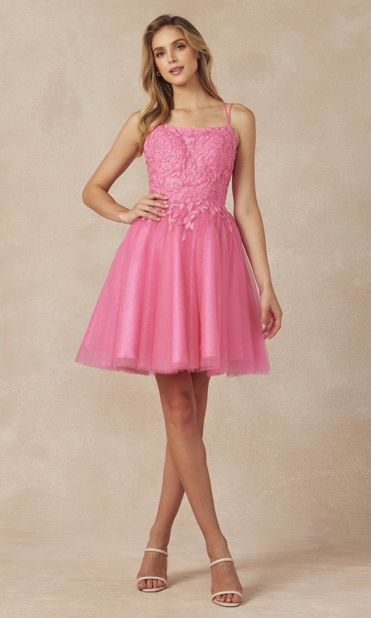 Embroidered-Corset Babydoll Homecoming Dress 860 Hot Pink / XSmall Embroidered-Corset Babydoll Homecoming Dress 860 Hot Pink / XSmall