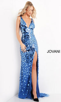 Jovani Broken-Glass Sequin Long Prom Dress 02479