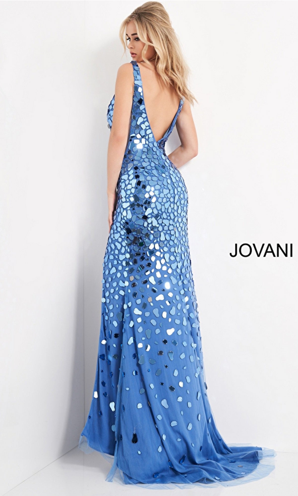 Sleeveless Broken-Glass-Sequin Gown 02479 by Jovani