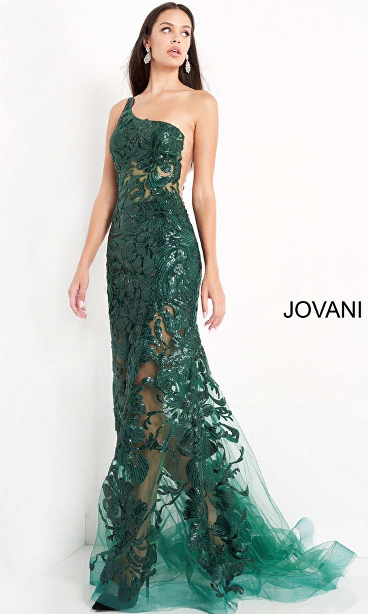 Long Jovani One-Shoulder Prom Dress 02895