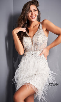 Jovani Short Feather Party Dress 04042