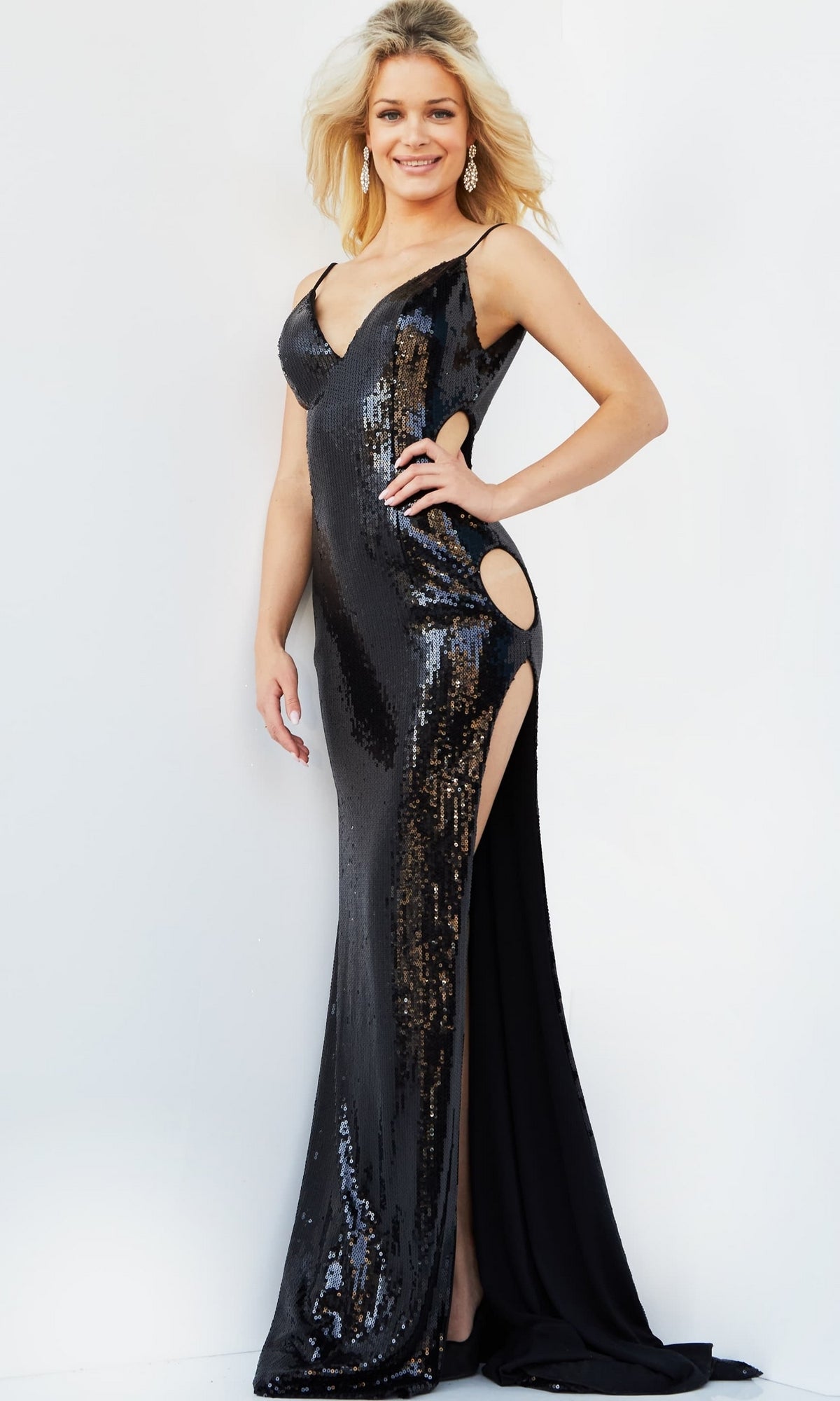 Cut-Out Sexy Long Sequin Prom Dress 07532