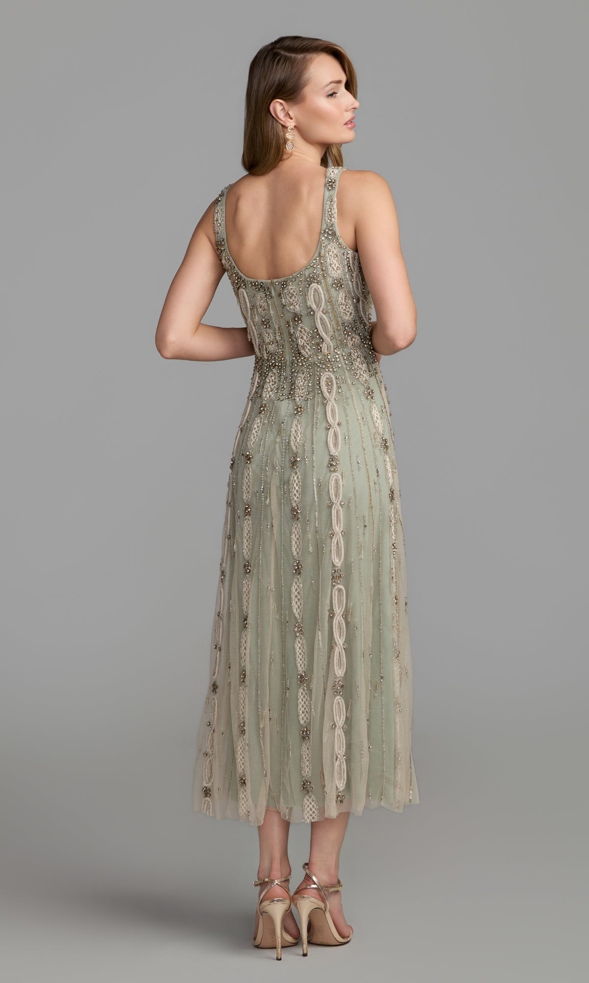 oleg cassini sage beaded dress Tea-Length Wedding Guest with Beads – PromGirl Size:XS - Women line Long Dress exchange:womens-high-top Shein Royal Blue Dress