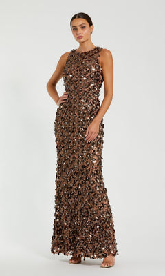 Beaded Long Bronze Formal Dress: Faviana 10079 Bronze / 2 Beaded Long Bronze Formal Dress: Faviana 10079 Bronze / 2