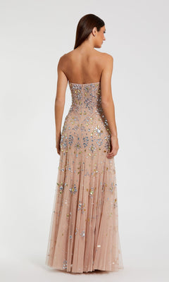 Mac Duggal - Pink Strapless Sweetheart Embellished Net Gown - Light Rose / US 12
