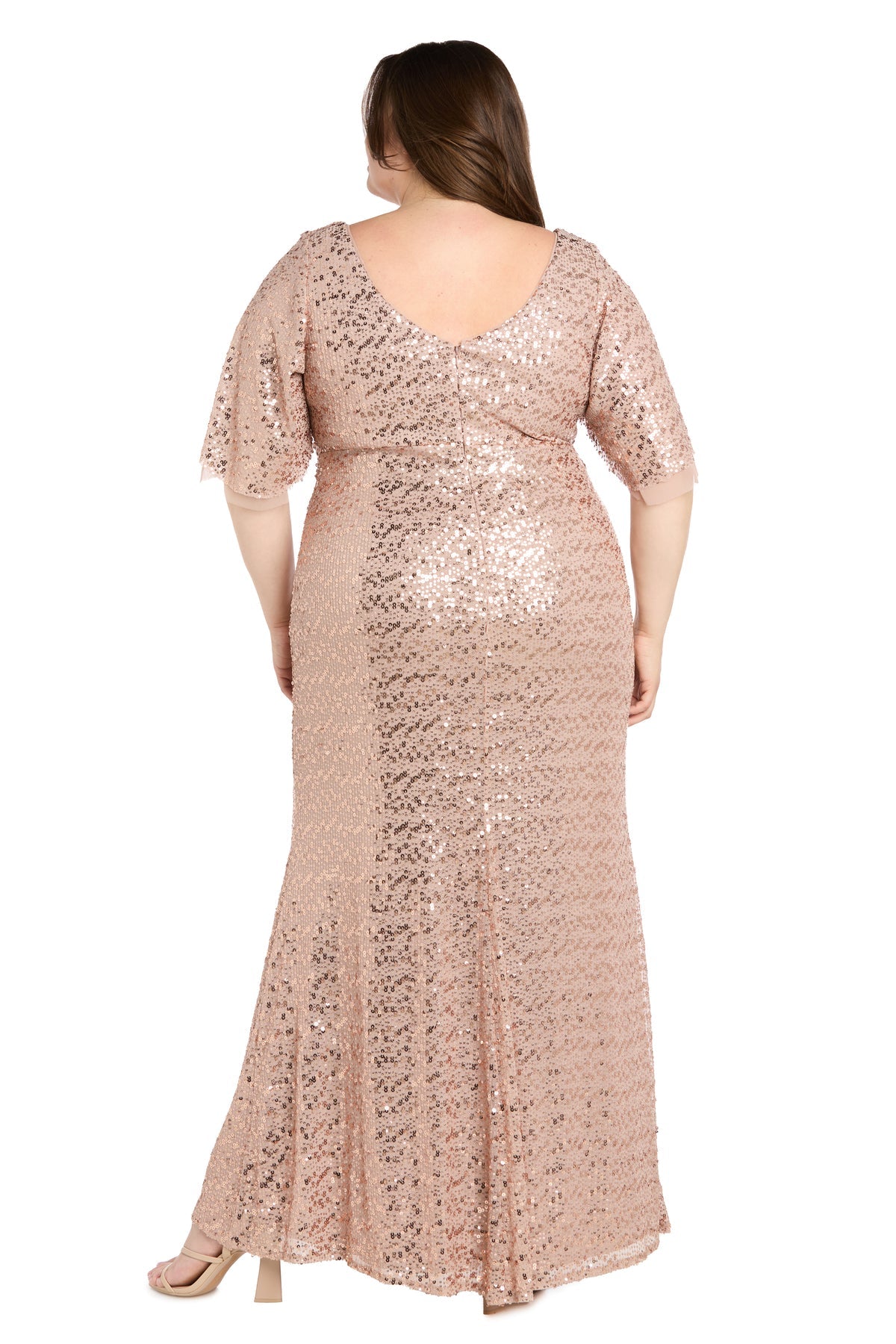 Plus-Size Sequin Formal Dress: R&M Richards 1011W Rose Gold / 14W