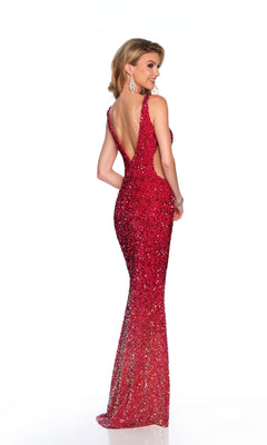 strapless open back dress Sheer-Sides Long Prom Dress with Ombre Sequins– PromGirl