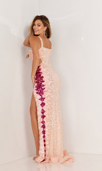 Cut-Out Waist Long Sequin Prom Dress 1077