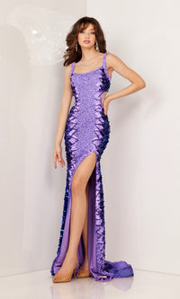 Cut-Out Waist Long Sequin Prom Dress 1077