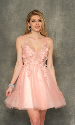 Dave & Johnny Sheer-Bodice Homecoming Dress - PromGirl Blush / 00 Dave & Johnny Sheer-Bodice Homecoming Dress - PromGirl Blush / 00