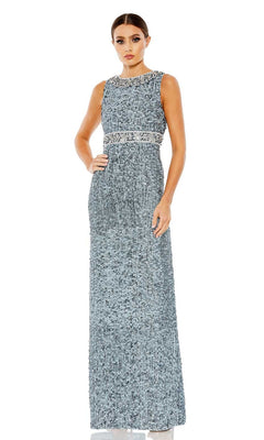 Mac Duggal - Blue Sleeveless Sequin Column Gown - Slate Blue / US 14 Mac Duggal - Blue Sleeveless Sequin Column Gown - Slate Blue / US 14
