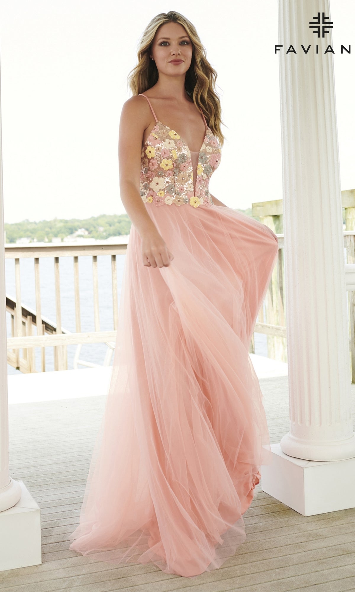 Faviana Long Prom Dress with Sequin Floral 11001